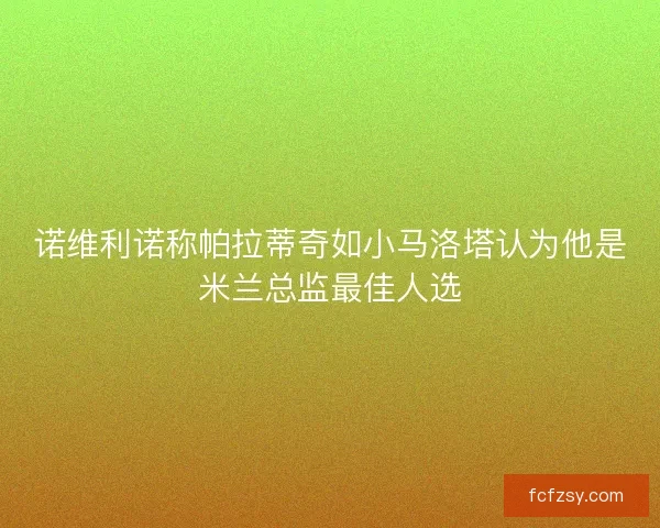 诺维利诺称帕拉蒂奇如小马洛塔认为他是米兰总监最佳人选